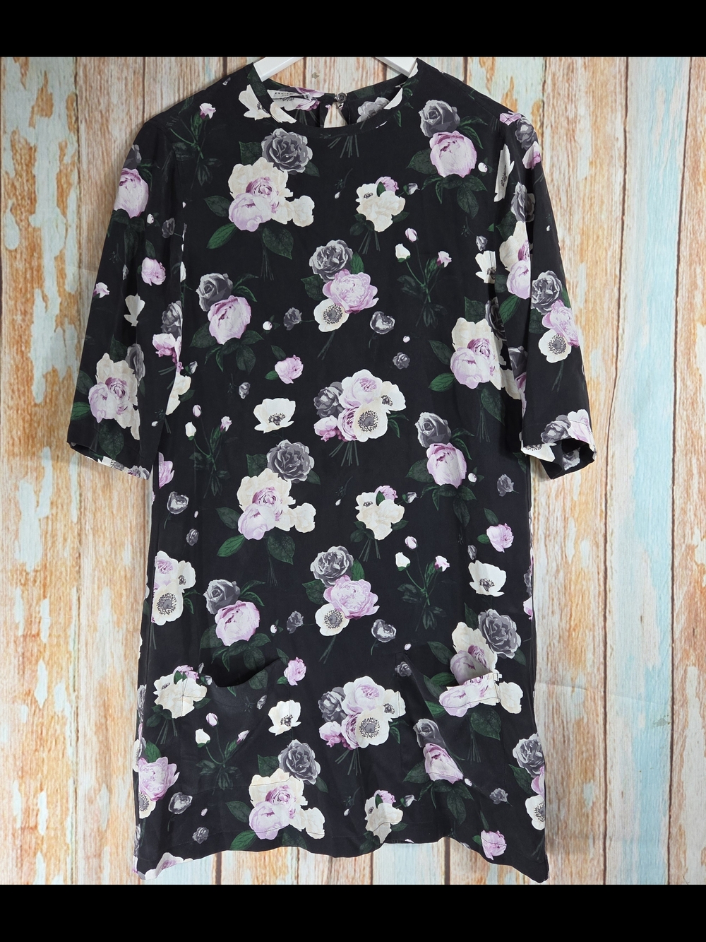 Equipment Femme 100% Silk Floral Aubrey Shift Dress With Pockets. Size Xs